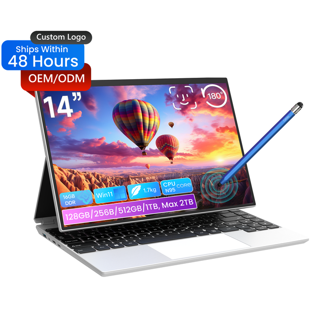 Brand New 14-Inch IPS DDR4 Touch Screen Laptop Intel N95 16GB RAM 512GB+1TB SSD Win 11 US/EU/UK/AU Plug High-Performance Cooling