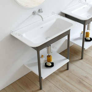 <span class=keywords><strong>Lavabo</strong></span> da Bagno Opaco in Pietra Artificiale, Lavandino Moderno Decorativo in Superficie Solida da Parete - Product Image 2