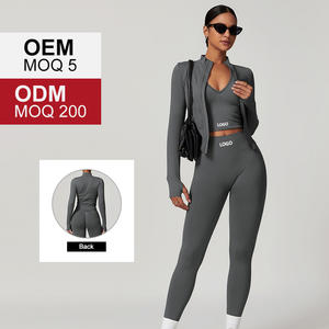 TZ7725-<span class=keywords><strong>4</strong></span> senza cuciture Super elasticizzato maniche lunghe Crop Top Yoga Set reggiseno sportivo Fitness Set <span class=keywords><strong>3</strong></span> pezzi per le donne - Product Image 1