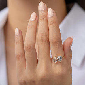 Hands chmuck Open Stone Zircon Casual Verlobung Hochzeit Versprechen zierlich fein 14 Karat Gold Silber Schmuck Ringe für Damen - Product Image 5