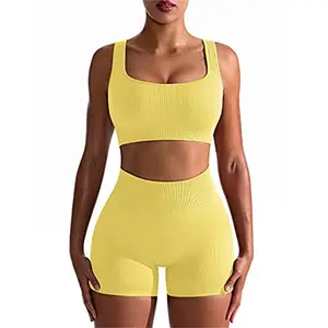 Wholesale High Quality OEM Custom Logo Ladies Gym Yoga Clothes Tank Top Bra Shorts Fitness Sport Wear Women Yoga Sets