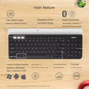 Clavier sans fil optique multi-appareils Logitech K780, disposition pleine taille, clavier de bureau ergonomique - Product Image 5