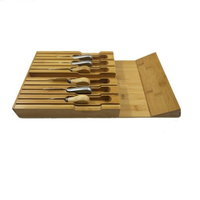 Organisateur de couteaux en bambou pour tiroir, support à couteaux en bois naturel avec fentes pour couteaux de chef, couteaux à éplucher et couteaux utilitaires, gain de place
