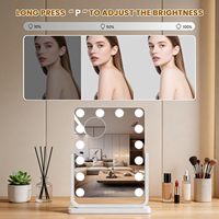 Miroir de maquillage rectangulaire à 14 ampoules LED, rotatif à 360°, pour table de maquillage, chambre à coucher