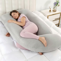 Énorme réduction : Oreiller de grossesse ergonomique portable en forme de U, gris clair, taille standard, pour soulager les jambes agitées et les personnes ayant chaud la nuit