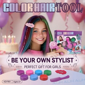 ชุดย้อมผมชั่วคราว AiJH ของขวัญวันหยุด ชุดชอล์คย้อมผมแบบล้างออกได้ 5 สีสดใส พร้อมอุปกรณ์ทา หวีติดผม และของเล่น - Product Image 2