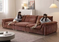 Ensemble de canapés modulaires en chenille pelucheuse, design français, avec fonctions inclinables, forme carrée, garnissage en éponge, pour appartements, hôtels et espaces de vie