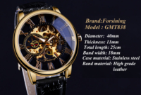 Montre mécanique squelette en cuir avec logo 3D gravé, boîtier noir et or, pour homme, luxe, nouvelle collection, livraison directe