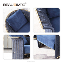 Fauteuil Marina In avec structure en métal verni et corde de velours tressée à la main élégante chaise d'accent esthétique pour