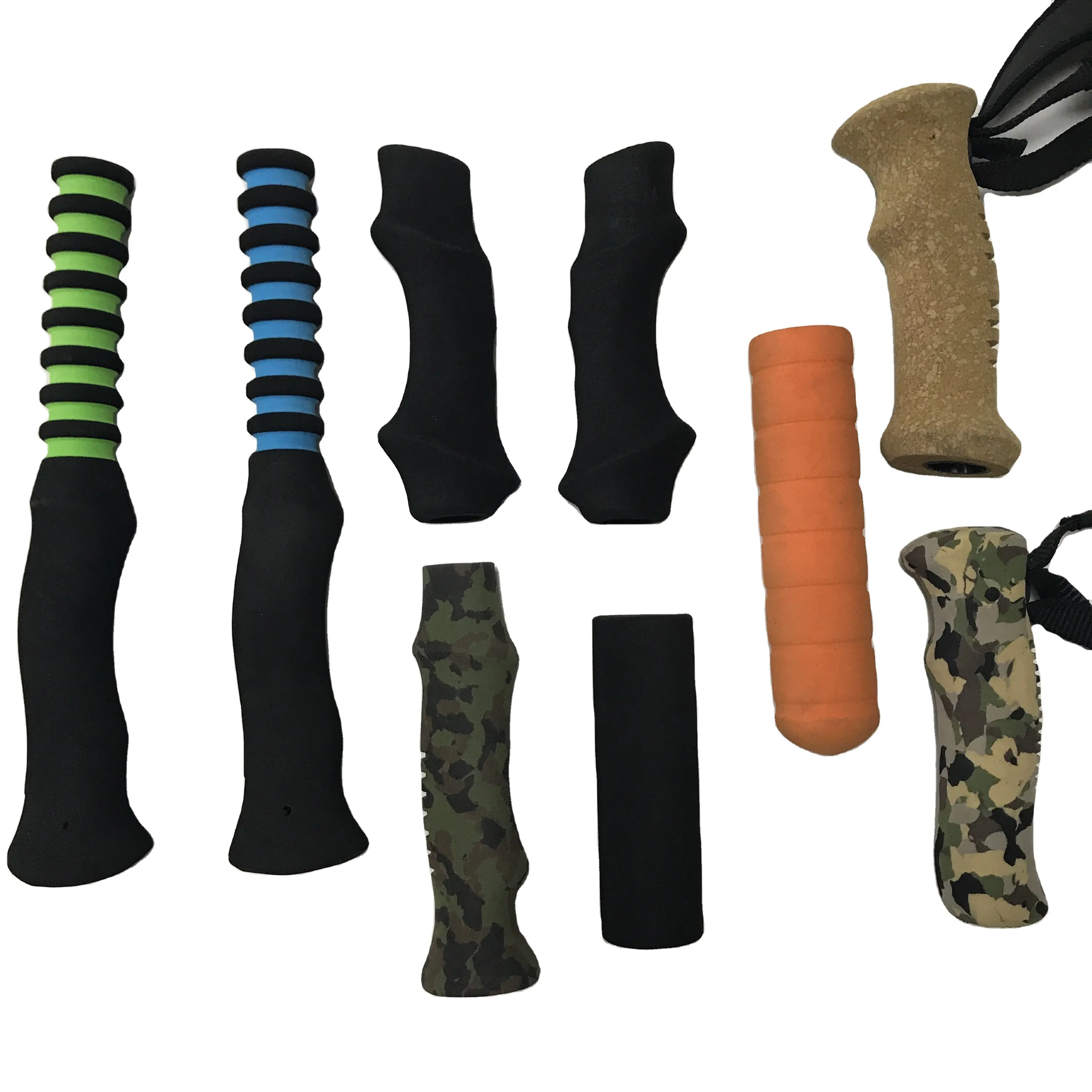 Custom Design Color Long Straight Eva Foam Handle NBR rubber Fishing Rod Building Components Camouflage cork Eva Foam Grips