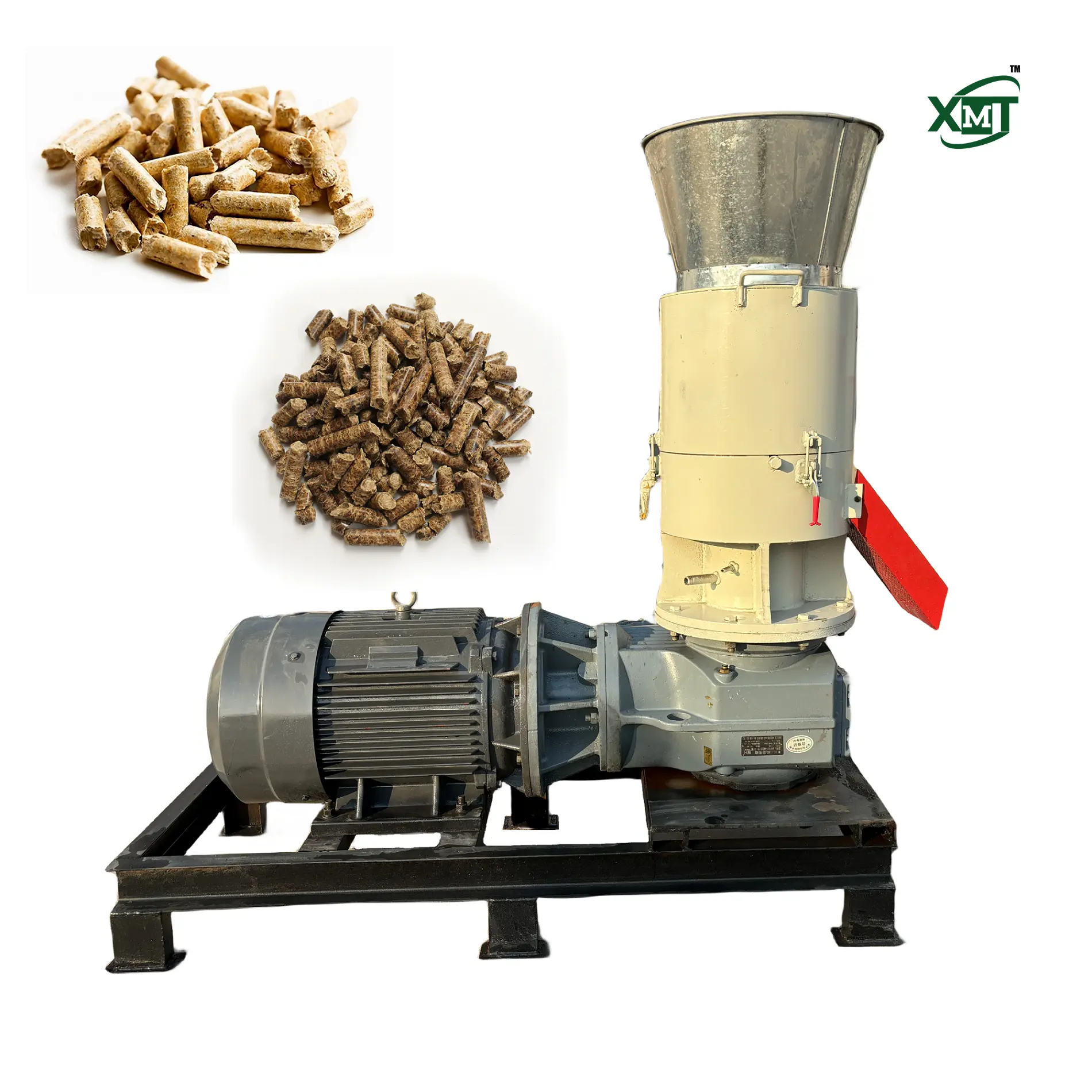 ماكينة صغيرة لكريات الطحن من الكتلة الحيوية المسطحة بسعة 300 كجم/الساعة، ماكينة صنع كريات القش، ماكينة صنع كريات نشارة الخشب