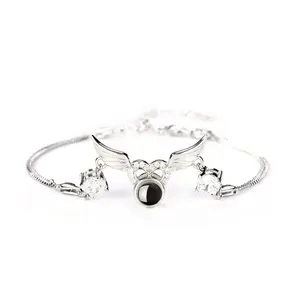 drop shipping individuelles foto bild armbänder charme flügel herz cz mode schmuck armband für mädchen und frauen