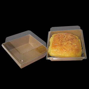 Vente en gros Boîte à cupcakes transparente en <span class=keywords><strong>carton</strong></span> kraft de qualité alimentaire avec couvercle en PVC pour le pain, la pâtisserie, les biscuits, le jaune d'oeuf - Product Image 5