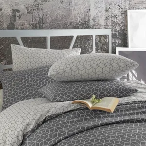 Juego de Ropa de Cama Doble de Algodón con Tejido Liso Cúbico Karden Flower, Gris, Incluye Funda Nórdica, Sábana Plana y 2 Fundas de Almohada, Juego de Ropa de Cama Suave para Dormitorio - Product Image 2