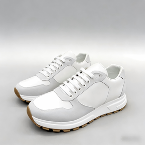 Chaussures de course minimalistes pour hommes, baskets décontractées, logo personnalisé, cuir blanc, coupe basse, polyvalentes, chaussures de sport légères - Product Image 1