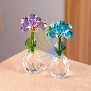 Adorno de Flor de Cristal de 12x5 cm, Decoración Minimalista para el Hogar, Artesanía de Cristal Colorida, Regalo de Inauguración de Casa - Product Image 3
