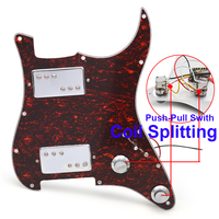 Circuits de bobinage ST Pickguard HH 3LP-CR+500K Push-Pull+473J Coque de tortue rouge pour guitare électrique