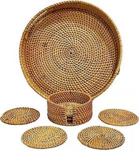 Newest High Quality 28Cm 10Cm handwood Rattan Tray storage tray
