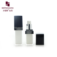 Bouteille en acrylique carrée classique double couche en gros, logo personnalisé pour crème BB et base de maquillage en marque blanche