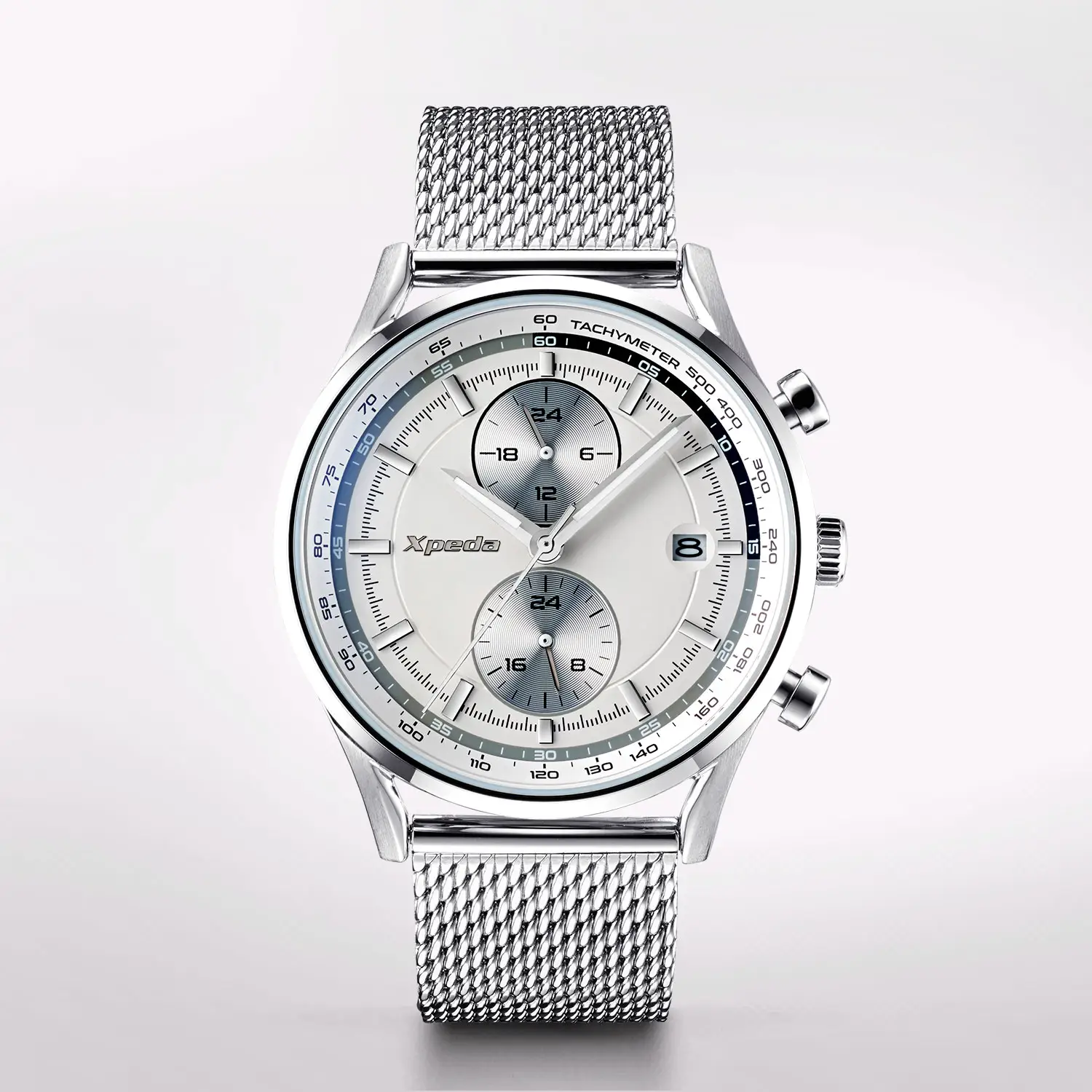 TIMEBOX TC801D2 dual time 24 hours luminous quartz men stainless steel wrist watches