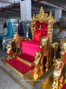 ALC01 – Antiker Königlicher Thronstuhl in Glänzendem Gold mit Löwen-Armlehnen - Product Image 6