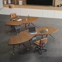 Table de conférence ronde en bois massif de style minimaliste, mobile, modulaire, pliable, pour négociations, formations et réunions, pour bureau