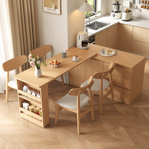 XHA Modern Extendable Dining <b>Table</b> Set L Shape Kitchen <b>Island</b> Cabinet Wooden Dining Room Furniture - Product Image 5