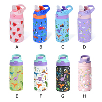 Botol Air 12oz dengan Desain Pola Hewan, Flask Vakum Terisolasi untuk Anak-anak, Cangkir Sekolah, Bebas BPA, Wadah Minum