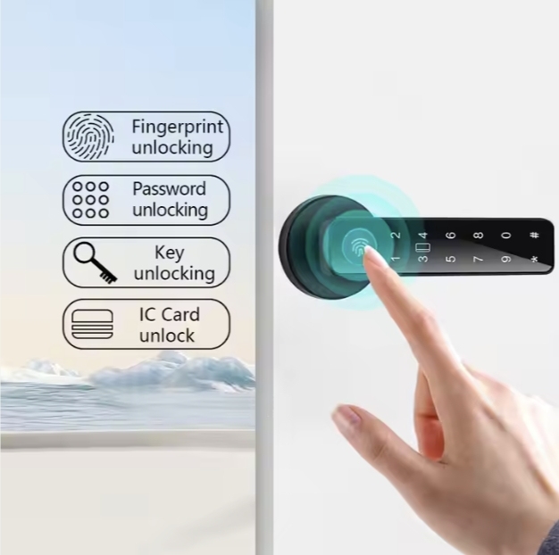 Electronic Fingerprint Lock with Remote Unlock Digital Card Key for Wood Doors SDK Compatible Smart Door Lock (Iron & Acrylic)