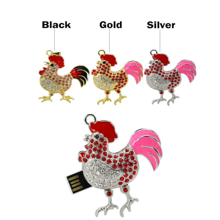 Promocional collar de joyas de estilo forma de Polla de memoria Usb Stick 2GB 4GB 8GB Gallo Usb Flash Drive 16GB 32GB Pendrive