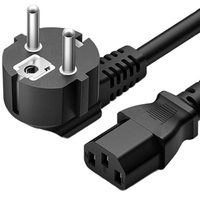 Câble d'alimentation pour ordinateur portable AC avec 3 prises, fiche C14 à 3 broches, matériau PVC/RUBBY, UE 220V, appareil électroménager, conducteur 100% cuivre, cordon d'alimentation