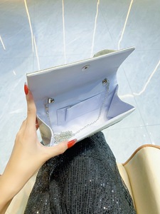 Cross-border Fashion European American Trend Square Cover Diamond-encrusted Bow Party <b>Clutch</b> Handbag Simple Style Tanjing - Product Image 3