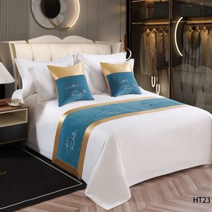 호텔 화이트 3pcs 홈 호텔 섬유 베갯잇 단색 이불 커버 화이트 침대 플래그 침구 세트 도매상 - Product Image 2