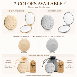 Wholesale Custom Logo Gold Metal Star Engraved Pocket Vanity <b>Mirror</b> Gift Set Organza Bag Thank You Tag Bridal Shower Wholesale - Product Image 3