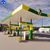 Station-service en acier moderne à faible coût, structure métallique personnalisée, station-service à essence à vendre