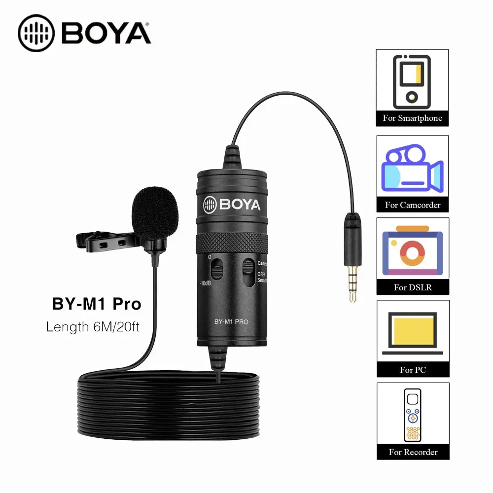 BOYA BY-M1 Pro çok yönlü yaka mikrofonu tek saç tokası-on kondenser mikrofon Smartphone DSLR kamera