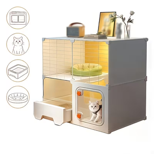 Villa pour chat à double étage, maison pour chat peu encombrante, cage pour chat multifonctionnelle transparente de luxe pour petits animaux - Product Image 1