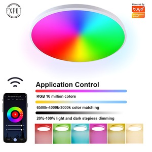 Haomeng Maßgefertigte Graffiti Smart APP Fernbedienung WLAN-Deckenleuchte Dimmbar Farbwechsel <span class=keywords><strong>Alexa</strong></span> Sprachsteuerung für Zuhause und Hotel 5,0 Zoll - Product Image 5