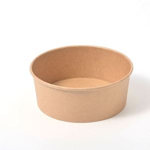 Bol à salade jetable en papier kraft écologique, compatible micro-ondes, pour camping, 300 pièces, emballage carton, biodégradable, résistant à la graisse, avec couvercle rond à emporter - Product Image 3