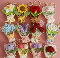 Porte-clés personnalisés en fleurs artificielles Lily Valley, faits à la main, en peluche Amigurumi, écologiques, fleurs en tricot, fleurs de clochettes
