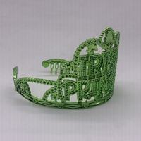 Couronne de fête en plastique verte métallique imprimée trèfle, serre-tête diadème pour festival, accessoire de costume pour carnaval et célébrations
