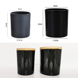 Bocaux à bougies en verre noir givré parfumé de 10 oz, vides, avec couvercle en bois ou en métal - Product Image 4