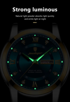 POEDAGAR 936 Montre analogique à quartz pour homme, cadran à chiffres romains, diamants, bouton poussoir, fermoir caché, étanche 30M