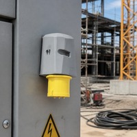 Prise industrielle CEE jaune 16A 110V 2P+E 3 broches IP44 étanche pour chantier et industrie