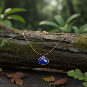 Collar con Colgante Elegante de Acero Inoxidable 316L con Baño de Oro PVD y Piedra Azul Druzy, Joyería Destacada - Product Image 3