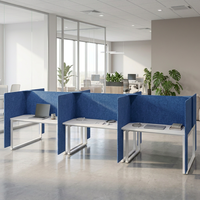Paravent de bureau acoustique en fibre de polyester bleu cobalt, séparateur de bureau pour espace ouvert et salle de réunion