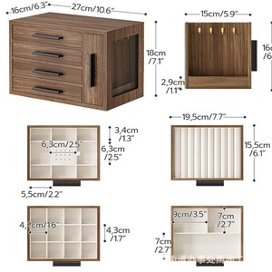 Wooden Jewelry <b>Storage</b> Box Multi Layer Solid Wood <b>With</b> Drawers And Hooks For Necklace Ring <b>Dressing</b> <b>Table</b> Organizer - Product Image 2