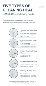 Đa chức năng điện đánh bóng răng với 5 thay thế loại bỏ các kẽ răng vết bẩn làm giảm vi khuẩn Kit - Product Image 6