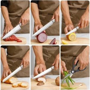 Hot Selling Stainless Steel <b>Knife</b> <b>Set</b> Kitchen Chef <b>Knives</b> Scissor Peeler Kitchen <b>Knife</b> & Accessories with Wood Grain Handle - Product Image 3