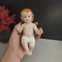 Figurine de la Sainte Famille en résine de dessin animé, Marie, Joseph, bébé Jésus, statue de la crèche, décoration de table religieuse de Noël